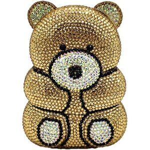 NEW Sparkling Bling Crystal Rhinestone Panda Bear Bag Clutch Purse +Gift